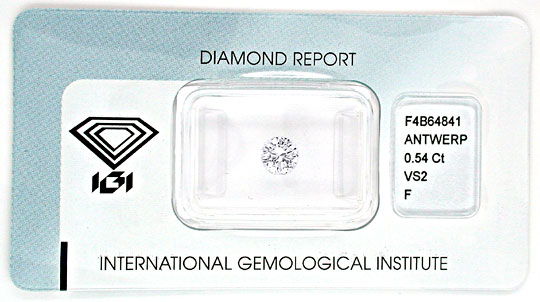 Foto 1 - Diamant IGI!!, Brillant 0,54ct feines Weiss Plus, D5555