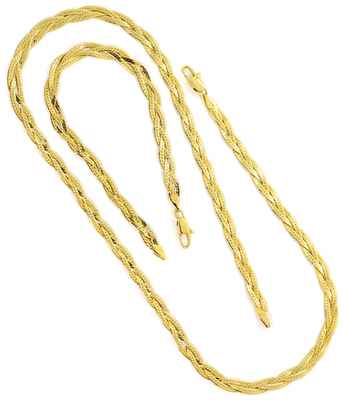 Foto 2 - Goldkette und Goldarmband geflochten aus 750er Gelbgold, K3166