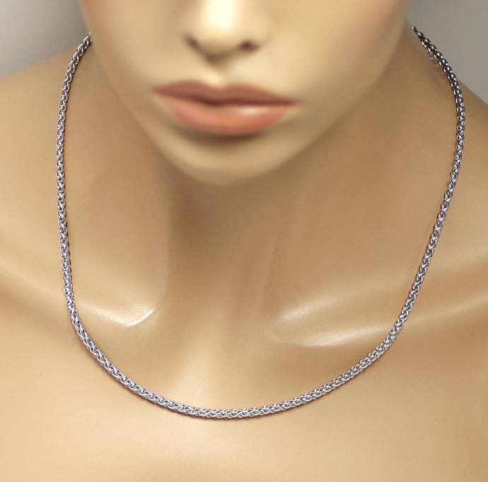 Foto 4 - Damen Halskette Zopfmuster 45cm Länge 14K Weißgold, K3284