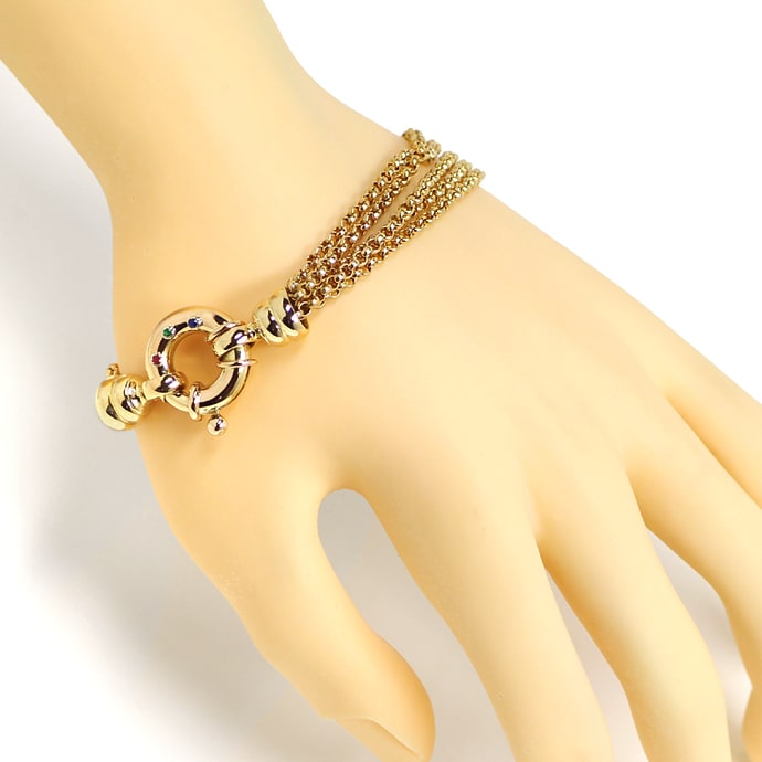 Foto 3 - Gold-Armband fünfreihig Rubin Saphir Smaragd Verschluss, S1835